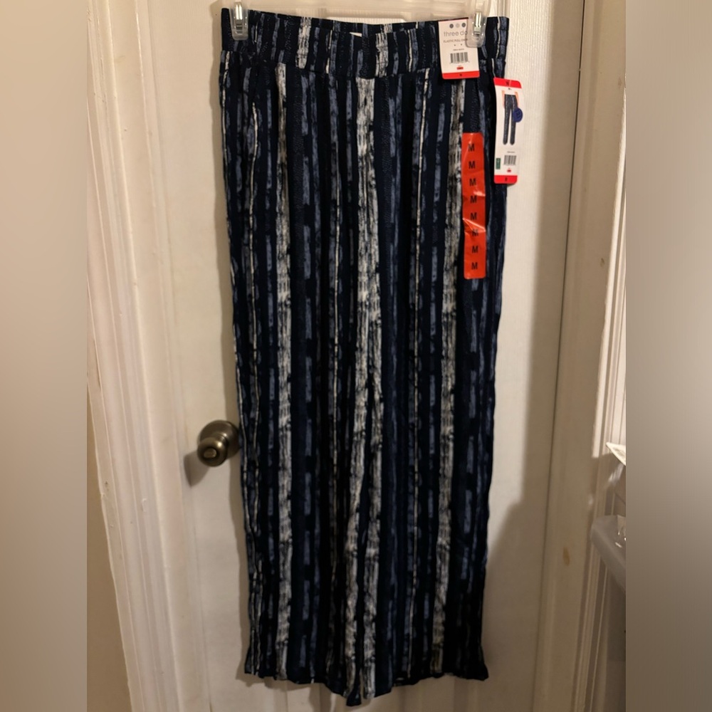 NWT Three Dots Chic Navy Wide Leg Pants in Medium - Picture 2 of 4